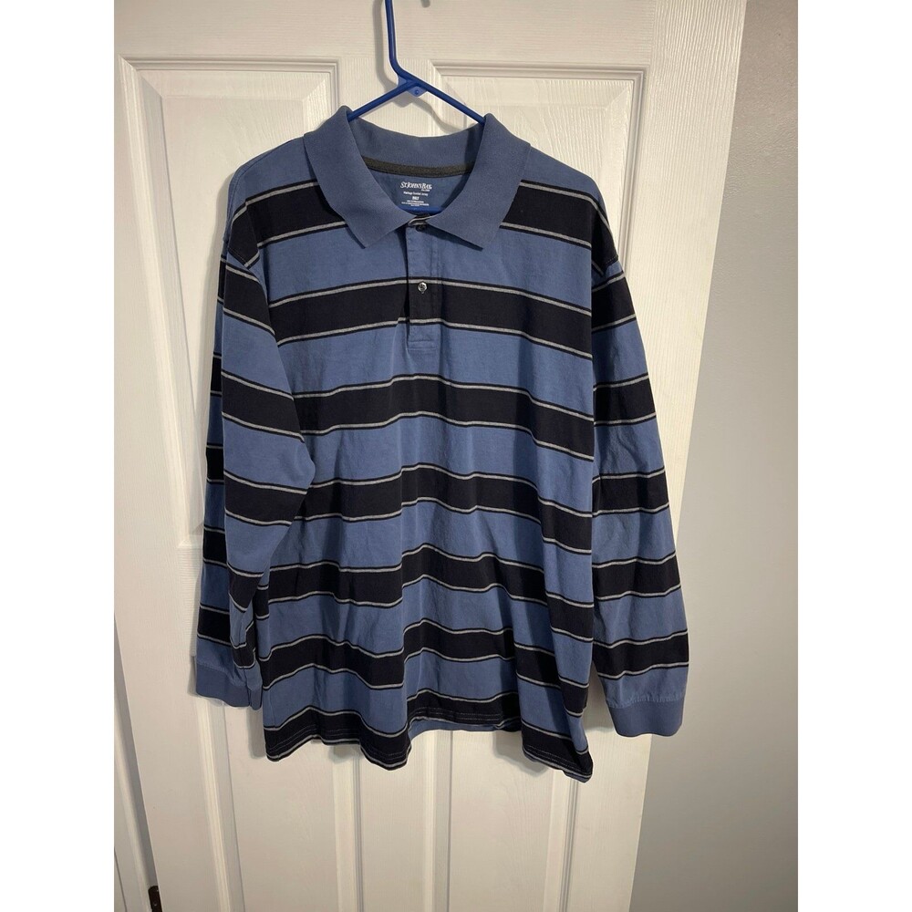 St. John’s Bay Long Sleeve Polo Shirt Size 2XLT Blue